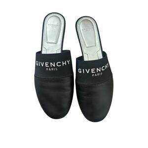 Givenchy Paris Bedford Slip On Leather Flat Mules Black Size 38/ US 7